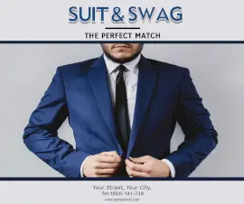 Online Editable Blue Suit and Swag Facebook Post