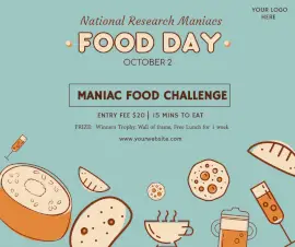 Online Editable National Research Maniacs Food Day Facebook Post