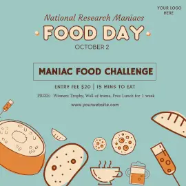 Online Editable National Research Maniacs Food Day Instagram Ad