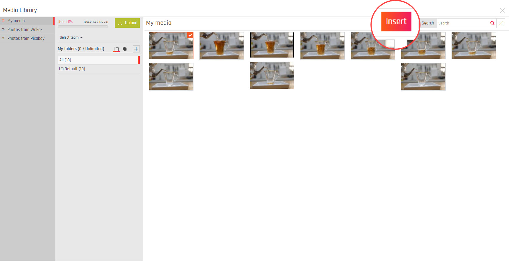 click on the insert option